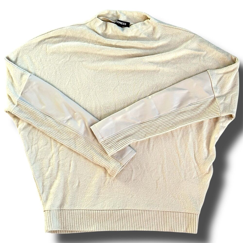 Express Mock Neck Sweater with Faux Leather Dolman Sleeves size XS